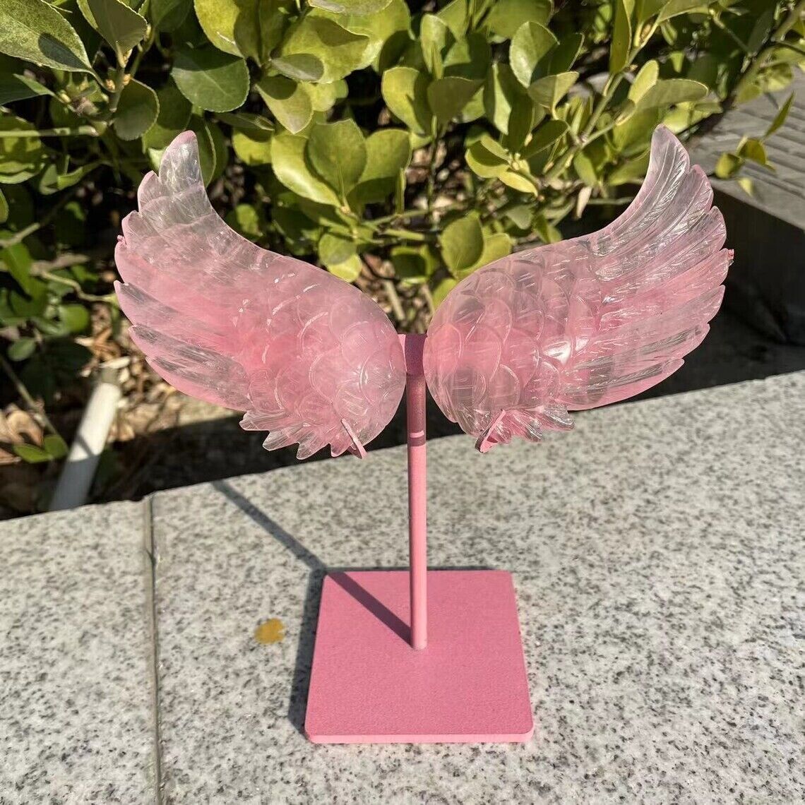 Hand-carved rose Quartz Angel Wings Crystal gives the family  unique gift