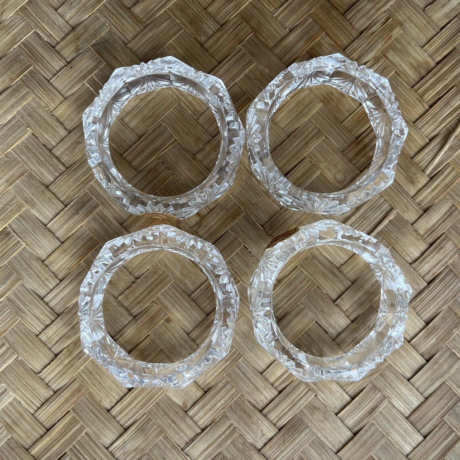 Lot of 4 Vintage RARE West Germany Over 24% PBO Lead Crystal Napkin Rings