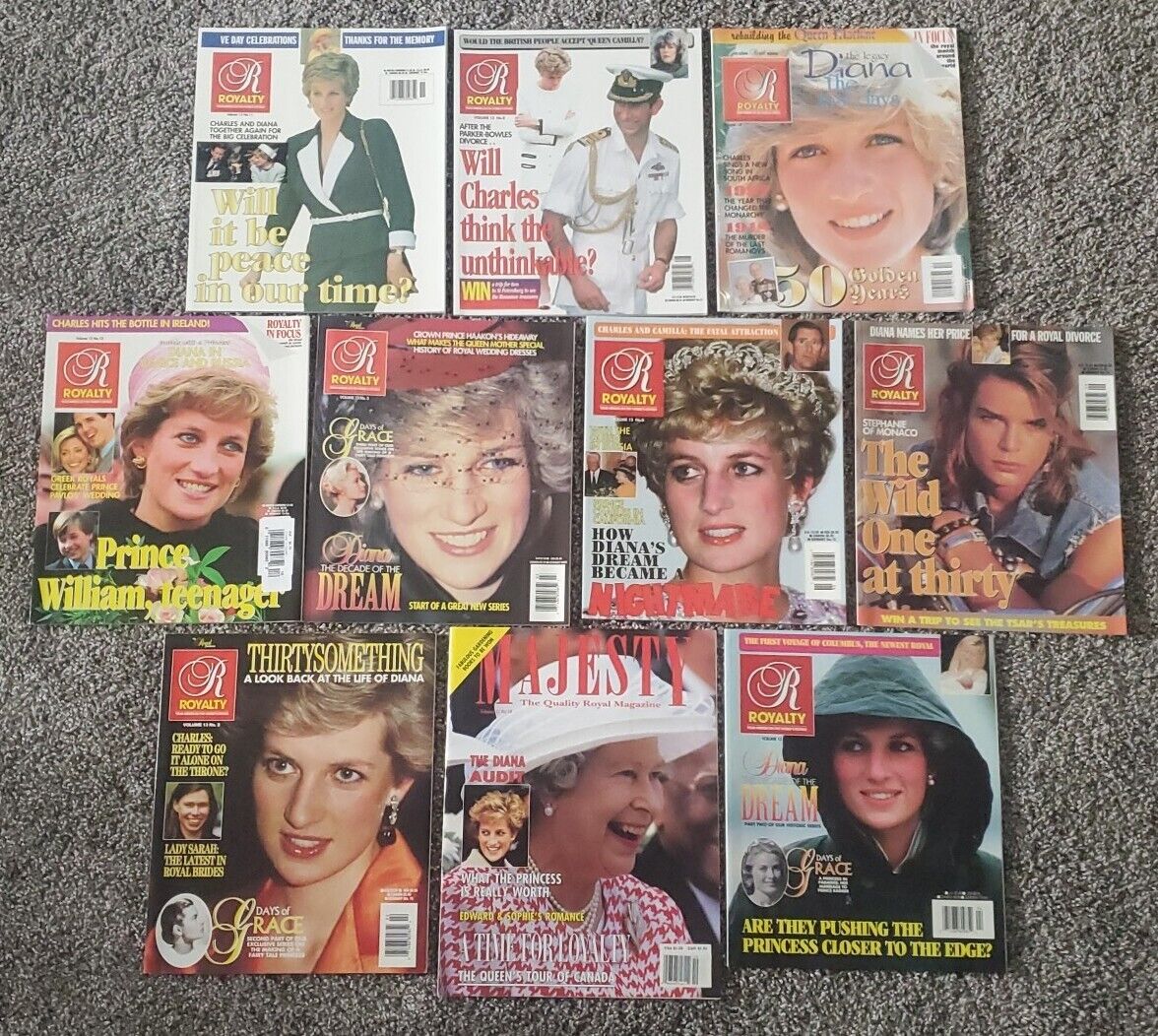 Lot of 10 British Royalty Magazines, Featuring The Royal Family & Princess Diana
