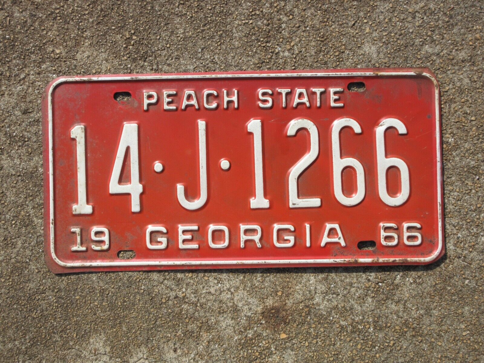 1966 Georgia License Plate GA 14 J 1266 Chevrolet Ford Chevy Clarke County