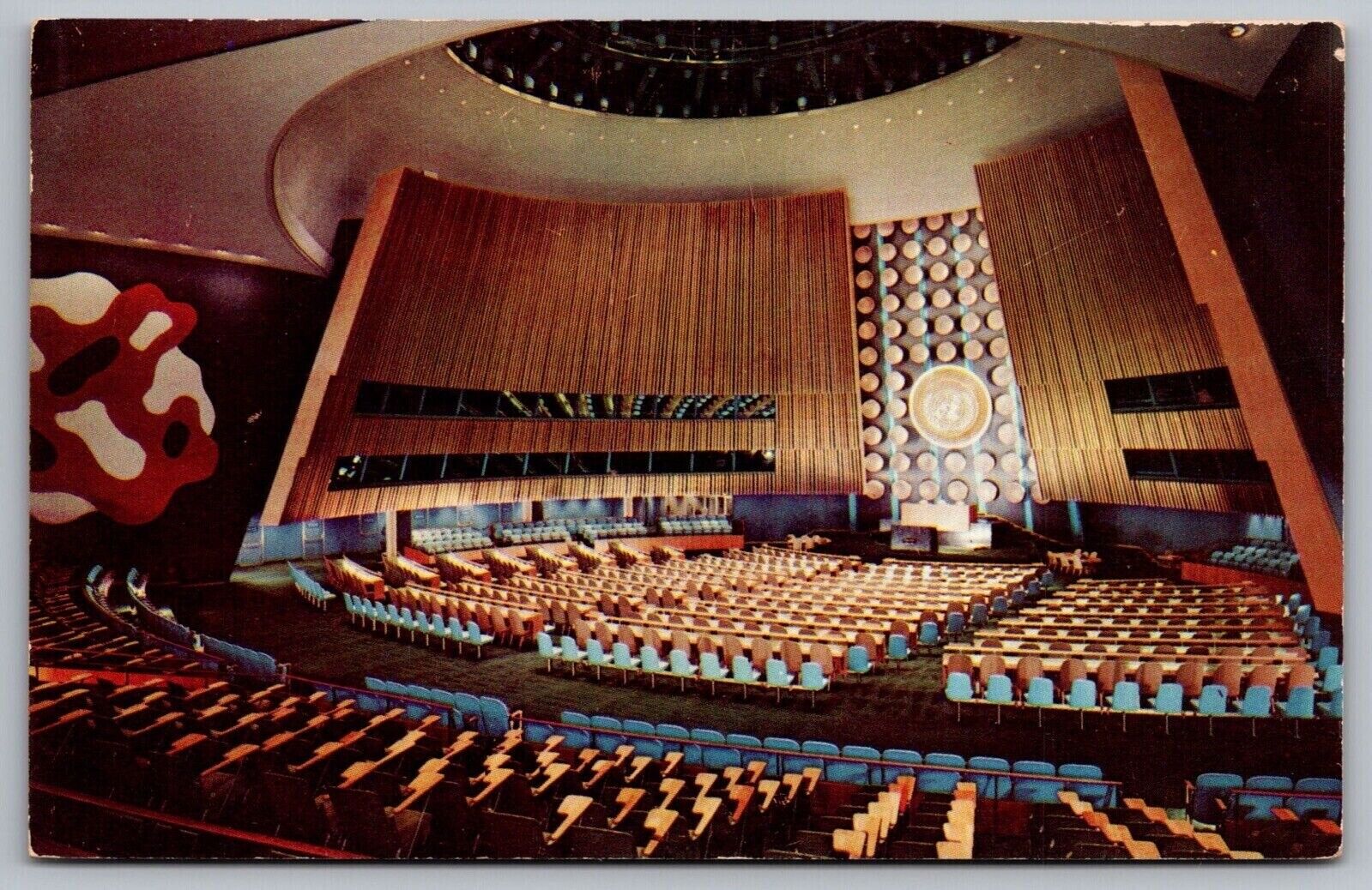 United Nations New York General Assembly Hall Headquarters Interior VNG Postcard