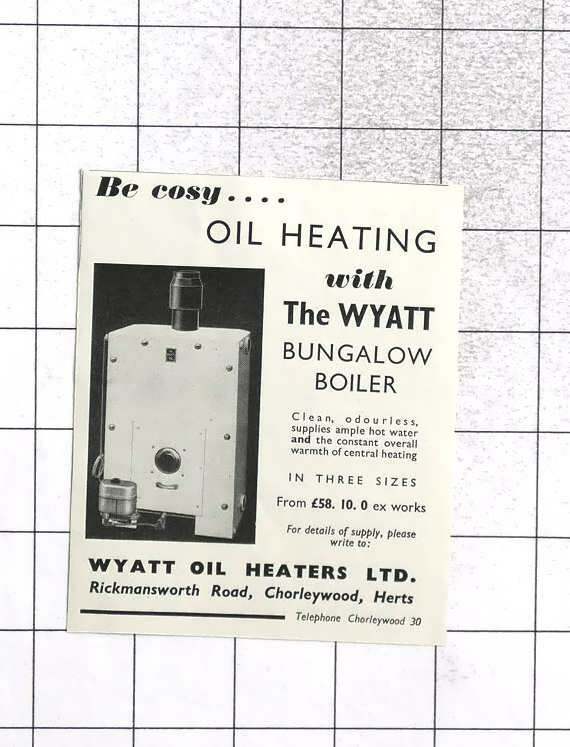 1958 Wyatt Oil Heaters Ltd Chorleywood Hertfordshire