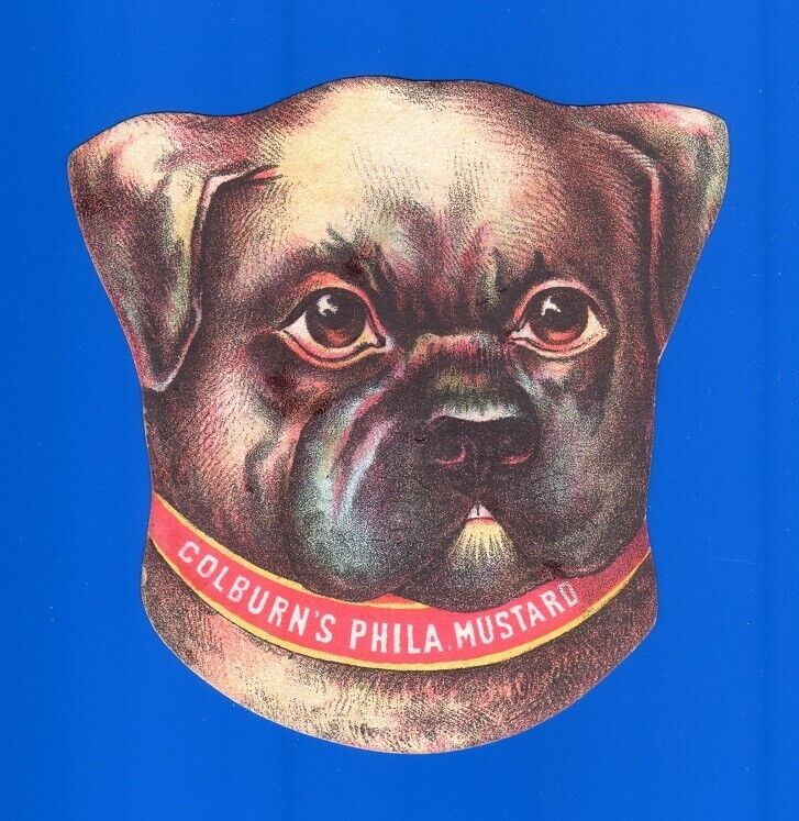 Colburn\'s Philadelphia Mustard Die Cut Dog - 1880\'s Victorian Trade Card