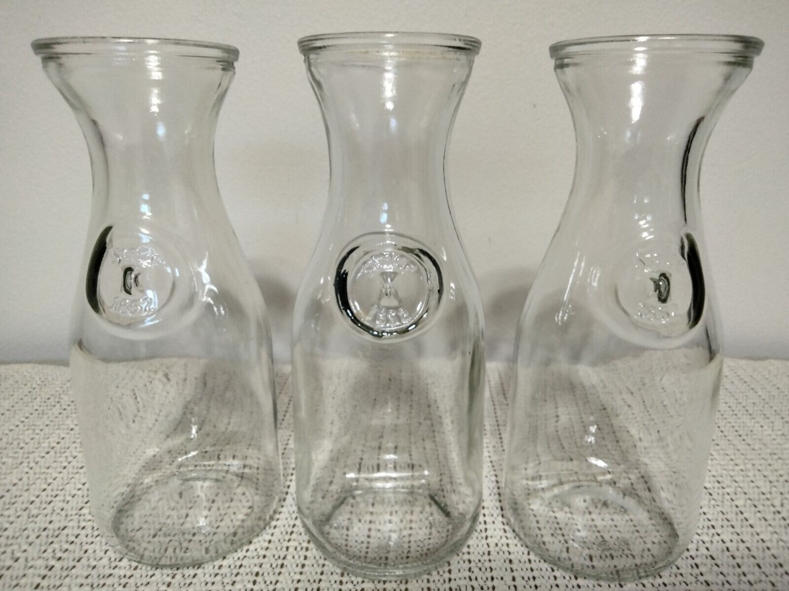 Lot Of 3 Paul Masson Since 1852 Clear Glass Carafes EUC