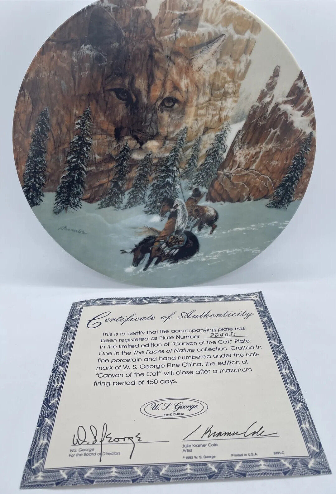WL GEORGE COLLECTABLE PLATE CANYON OF THE CAT
