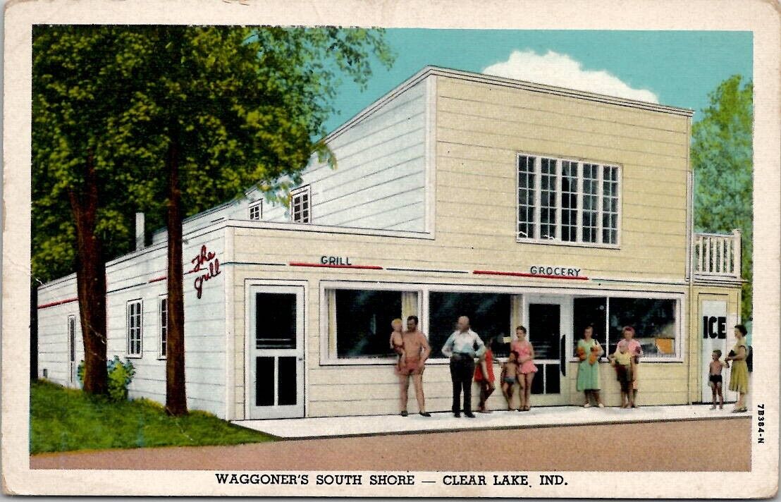 Clear Lake Indiana, Waggoner\'s, South Shore Street View, Clear Lake, IN.Postcard