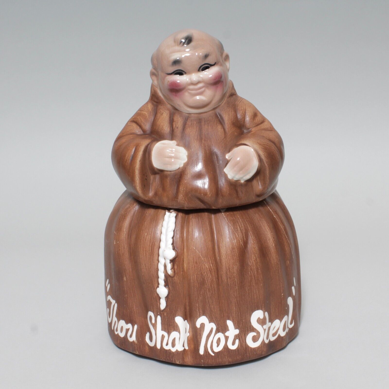 Vintage 1958 Hirsch Thou Shalt Not Steal Friar Monk Cookie Jar