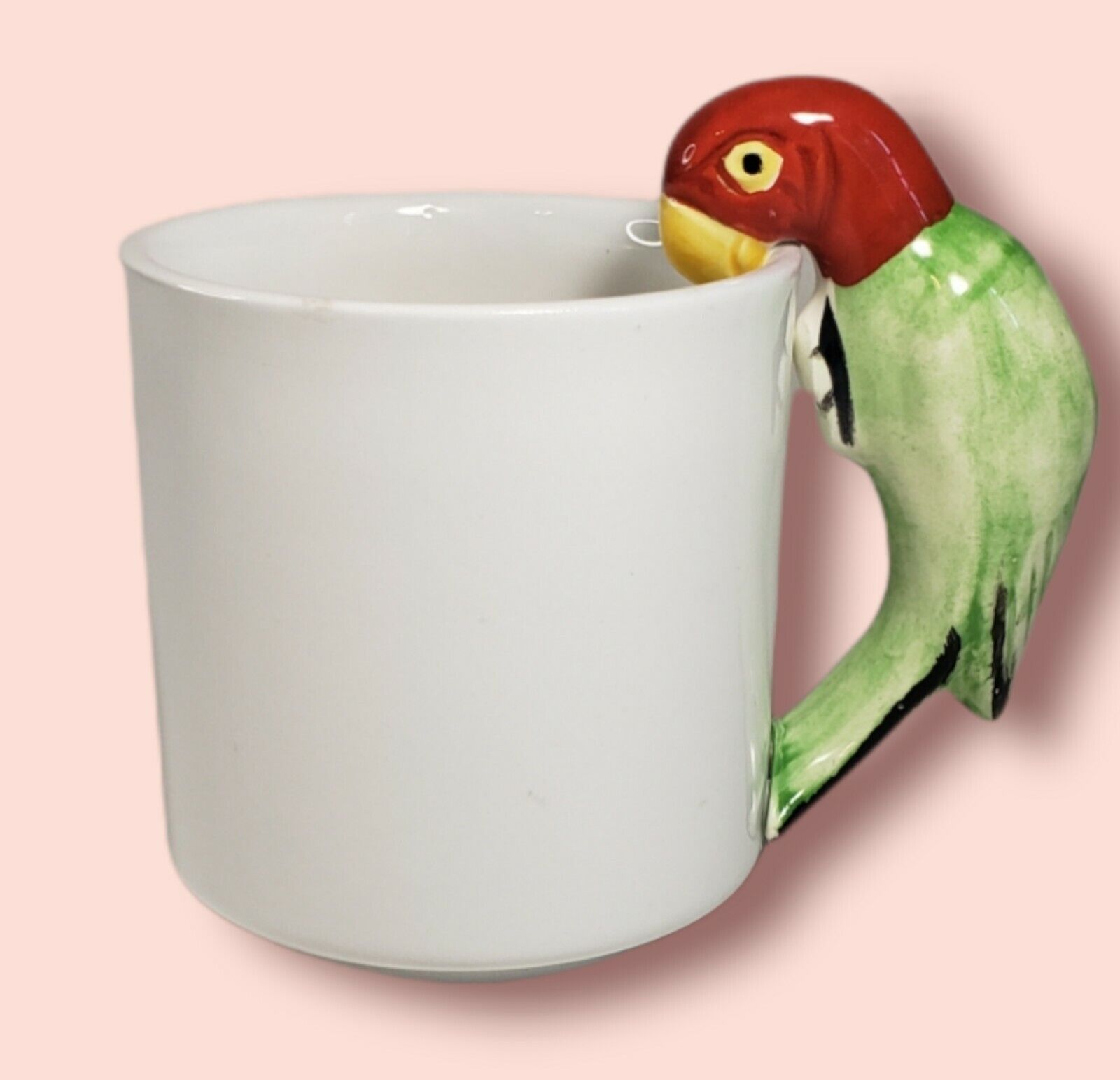 Vintage Pier 1 Coffee Mug 3D Sculpted Parrot Handle JAPAN Ceramic Tropical Cup