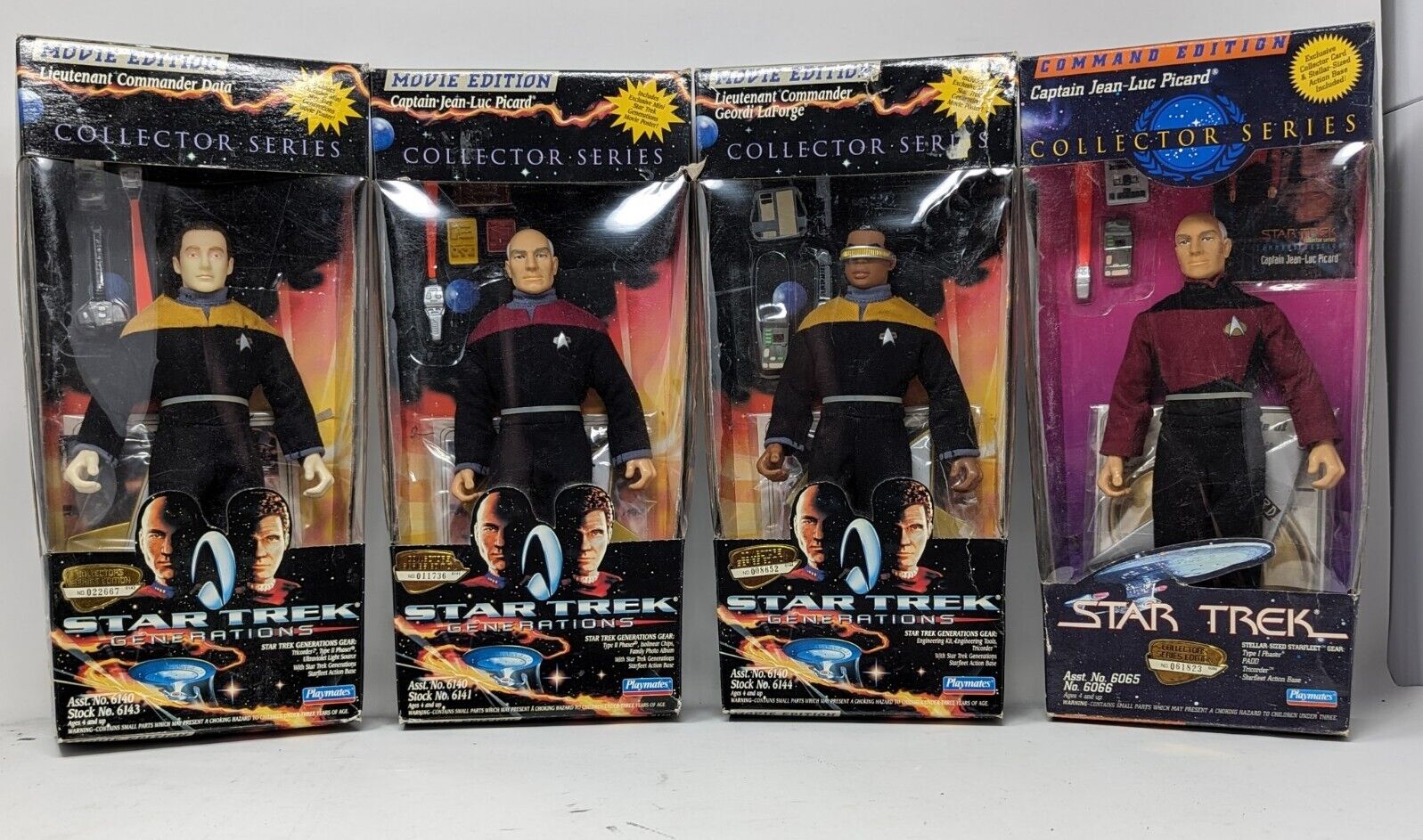 Star Trek Captain Jean-Luc Picard Geordi LaForge Data Action Figures Playmates