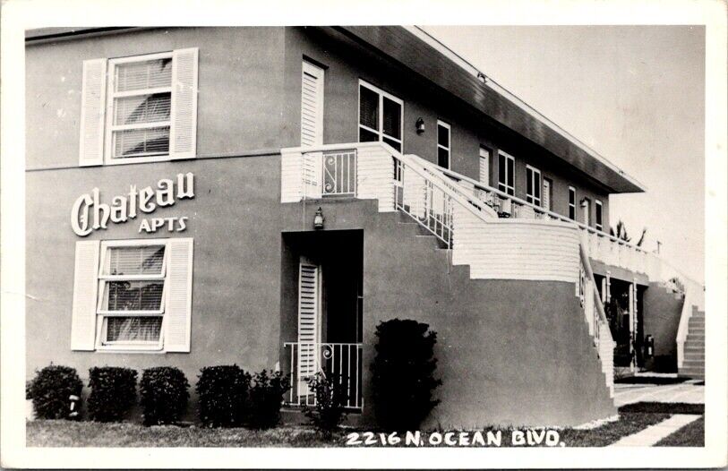 RPPC Postcard 2216 N. Ocean Blvd. Chateau Apartments Long Beach California  7178
