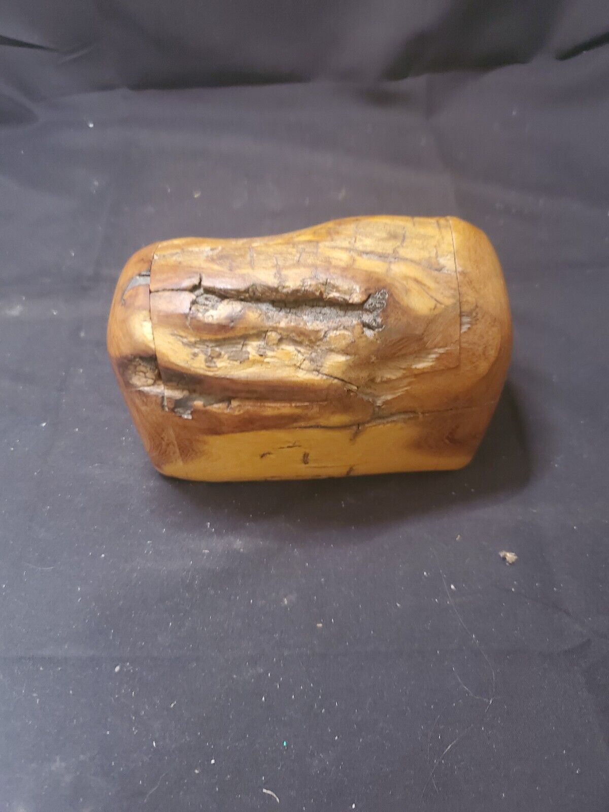 Handmade BURL CRAFT Wood Box Treasure Chest - 5” vtg Rustic Knot Natural Feature