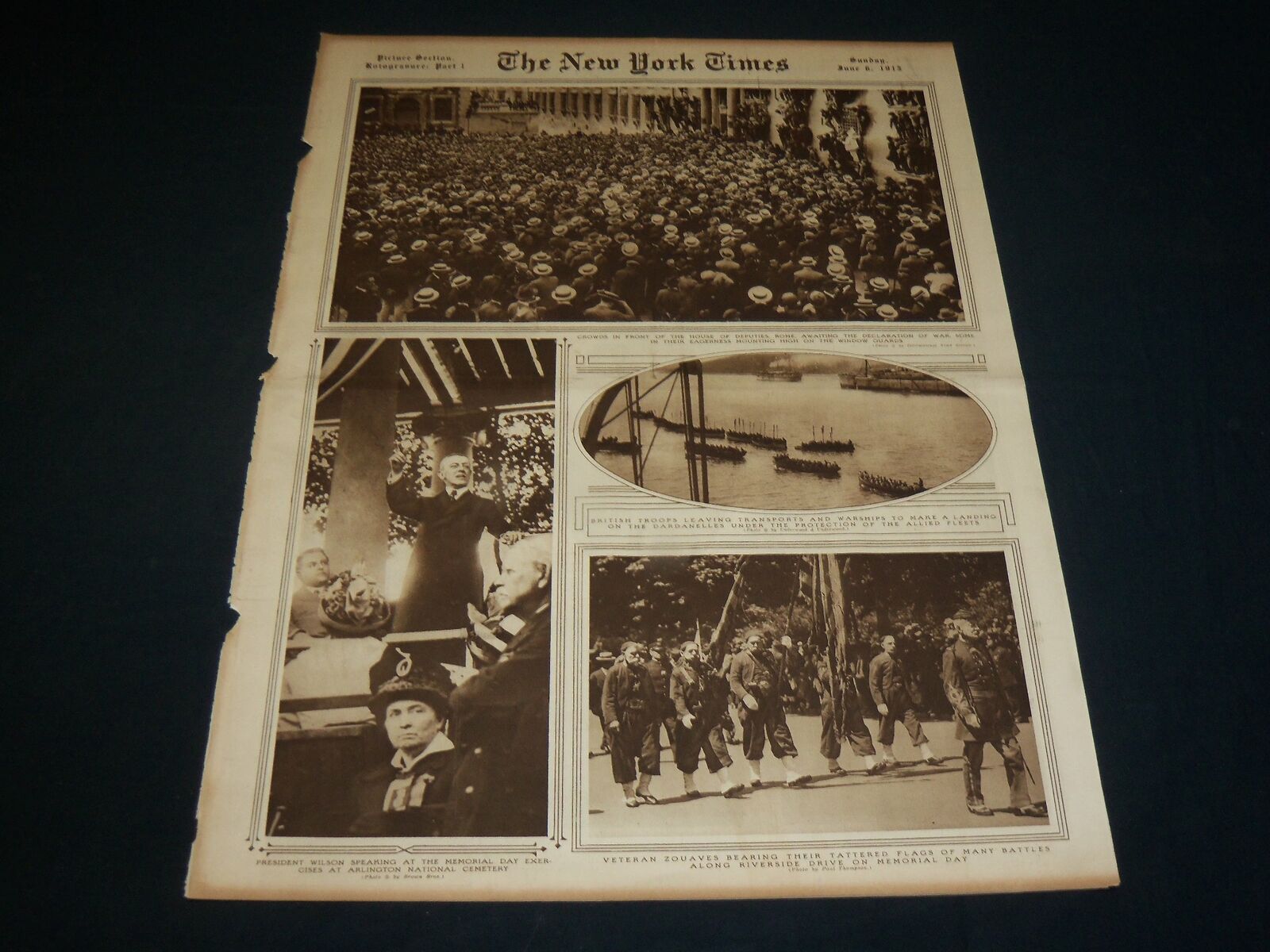 1915 JUNE 6 NEW YORK TIMES ROTO PICTURE SECTION - ARMY NAVY BASEBALL - NT 8956