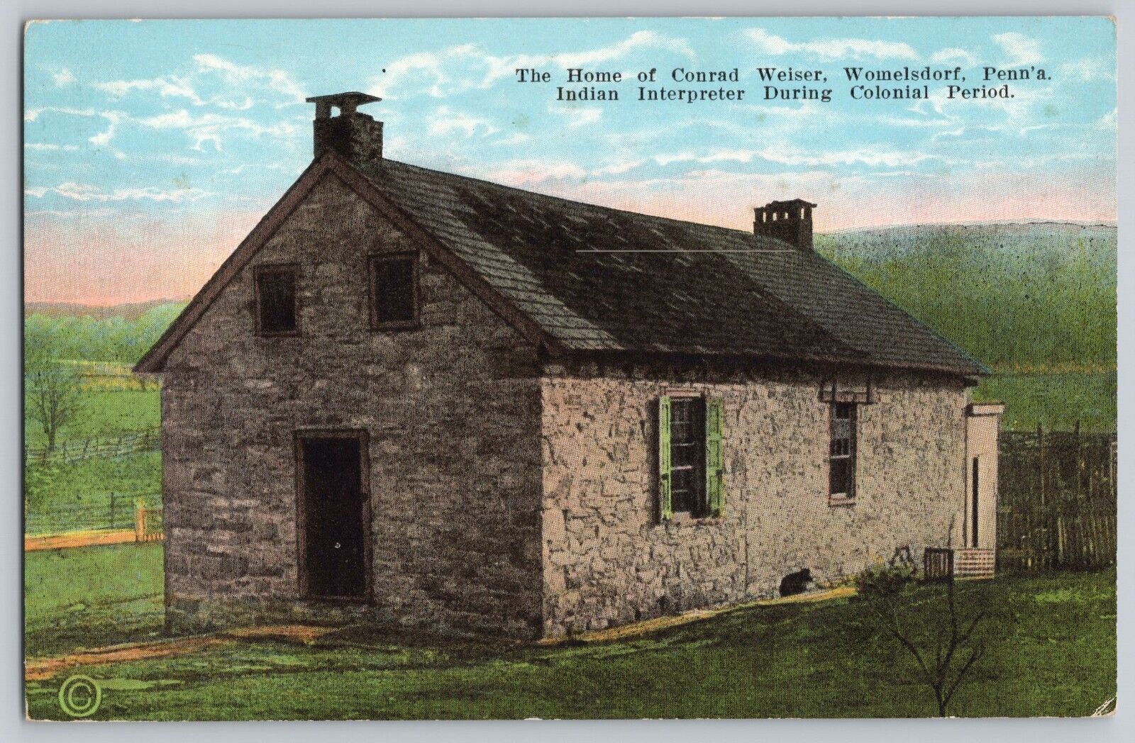 Postcard Pennsylvania Womelsdorf Home Of Conrad Weiser Indian Interpreter