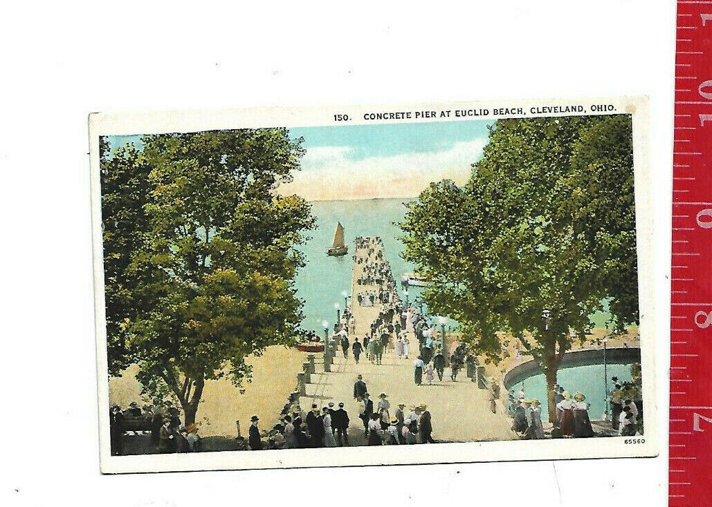Vintage Post Card Euclid Beach Park concrete pier Cleveland Ohio