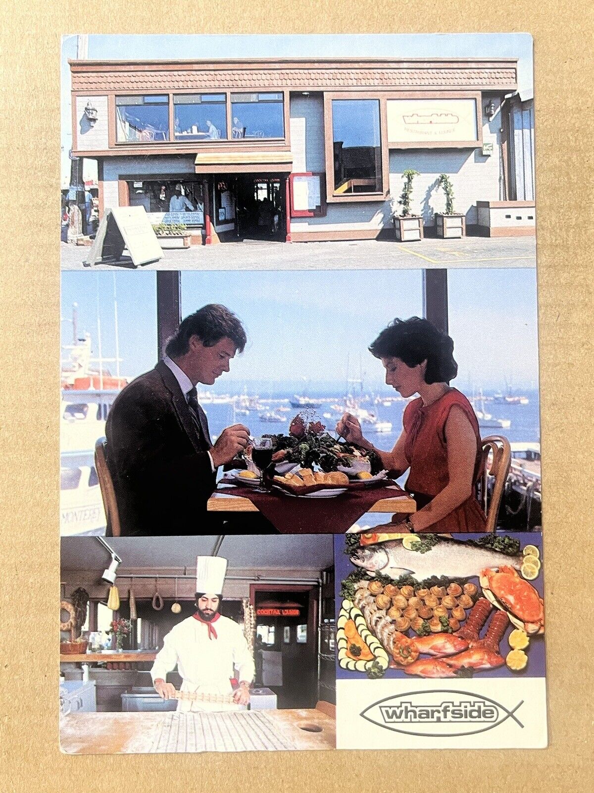Postcard Monterey CA California Wharfside Restaurant Lounge Fisherman’s Wharf