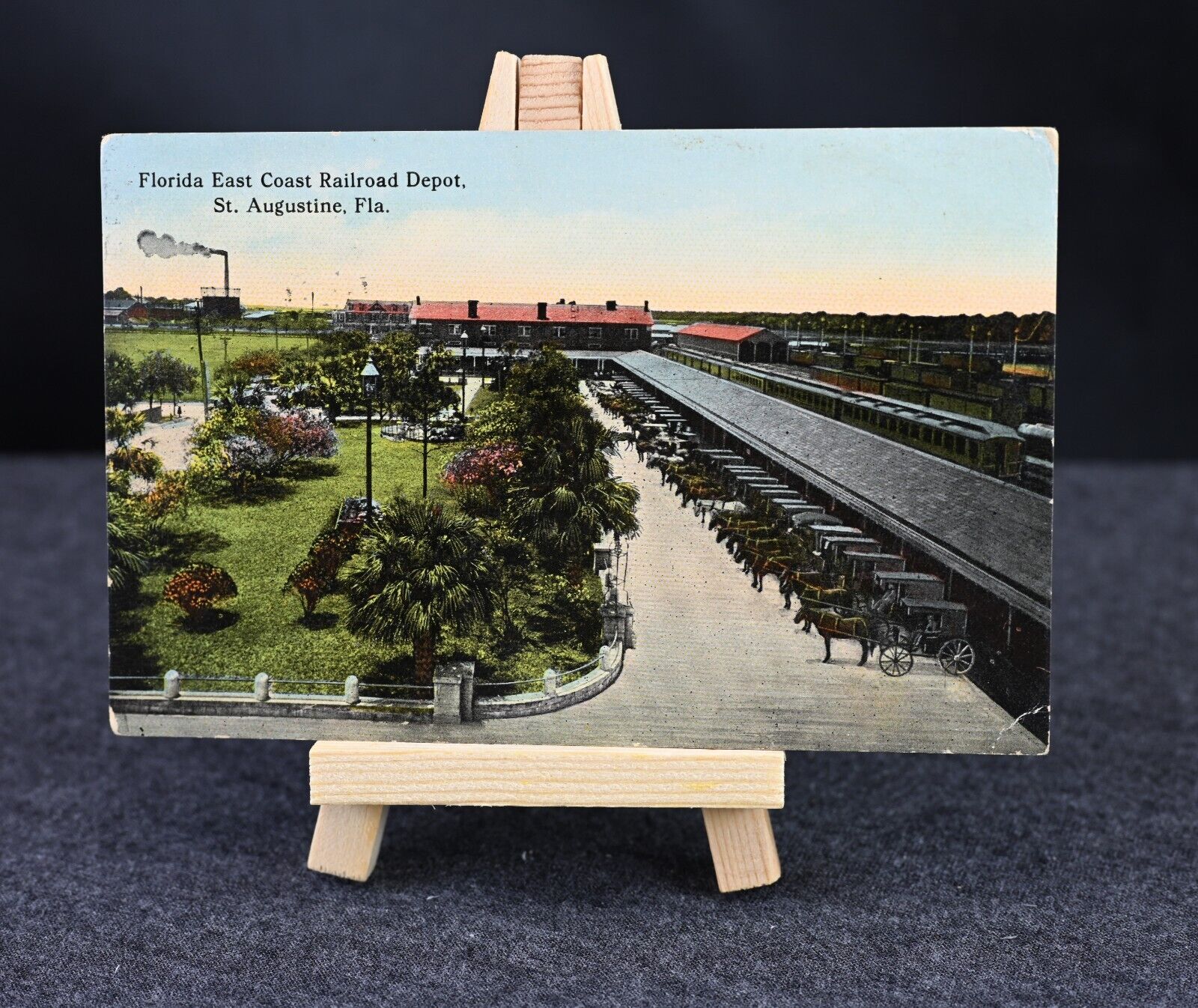St Augustine, FL - Florida East Coast Railroad Depot / Station Postcard