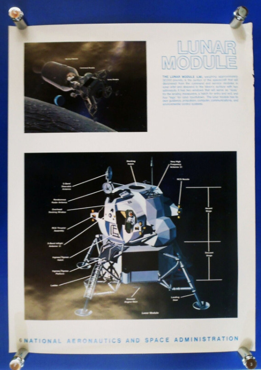 ORIGINAL 1969 - NASA APOLLO PROGRAM - LUNAR MODULE 30x40\