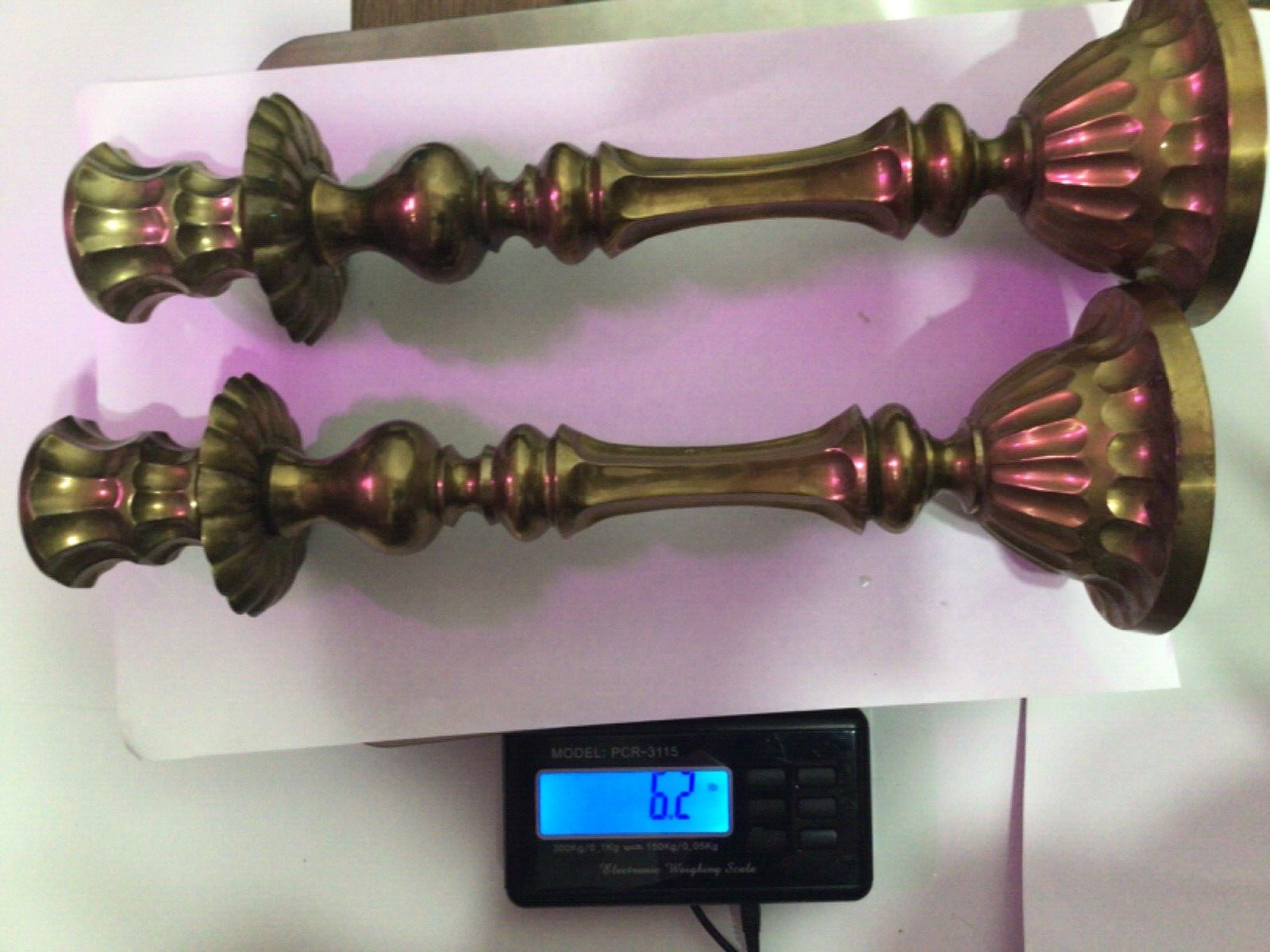 antique brass candlesticks 15.7” tall