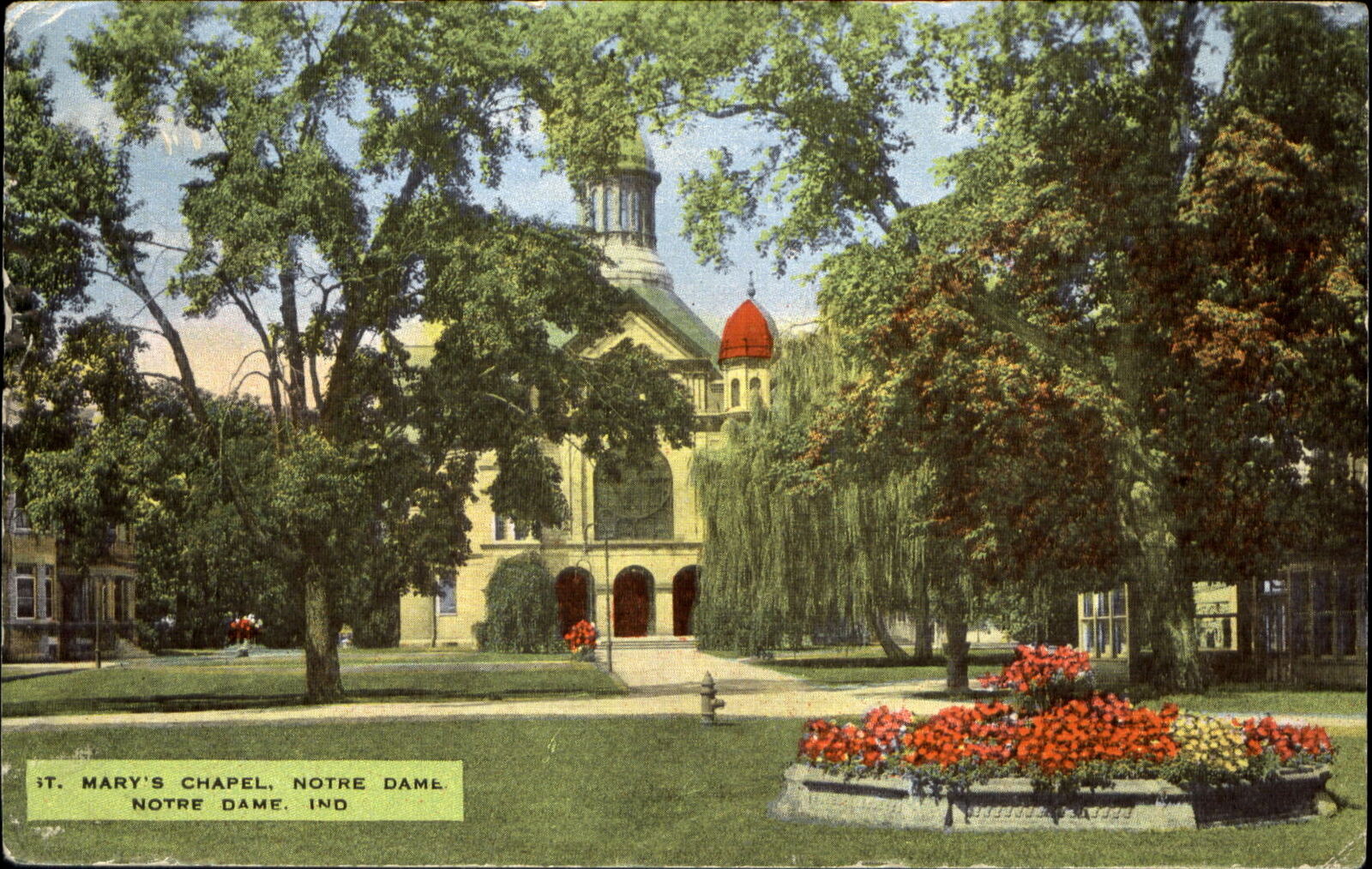 St Mary\'s Chapel ~ Notre Dame University ~  Notre Dame Indiana ~ 1940s postcard