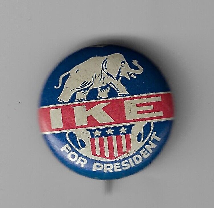 1952 Dwight Eisenhower Presidential Campaign Litho Pin with Republican Elephant