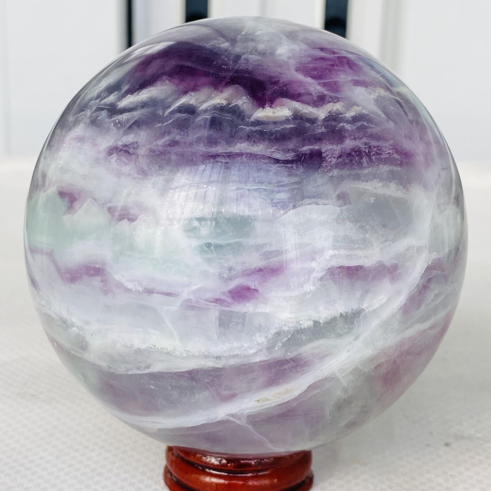 1440G Natural Fluorite ball Colorful Quartz Crystal Gemstone Healing