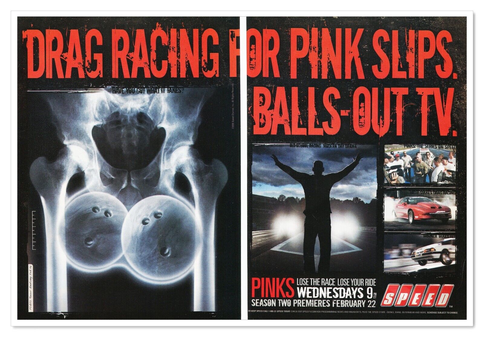 Pinks Season 2 Speed Channel Balls Out TV 2006 2-Page Print Magazine Ad