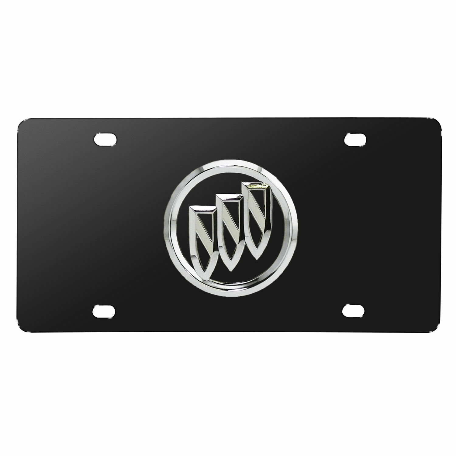 Buick 3D Metal Chrome Logo Black Stainless Steel License Plate