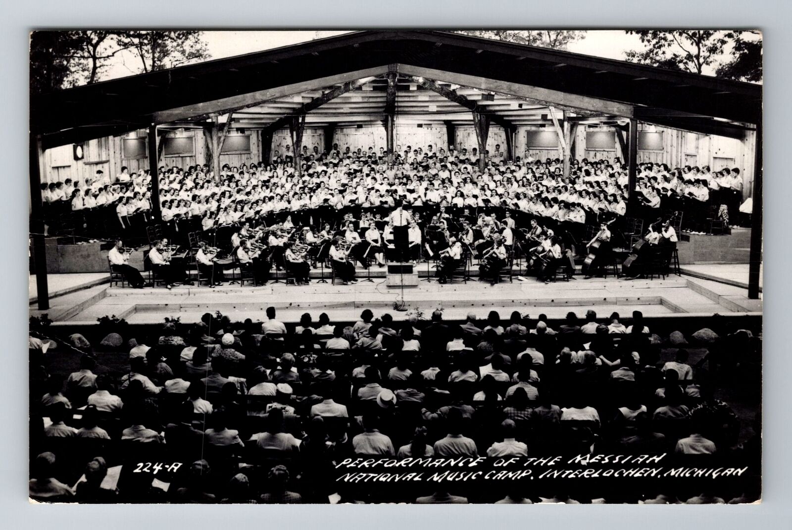 Interlochen, MI-Michigan, RPPC: Performance at Music Camp 1955, Vintage Postcard