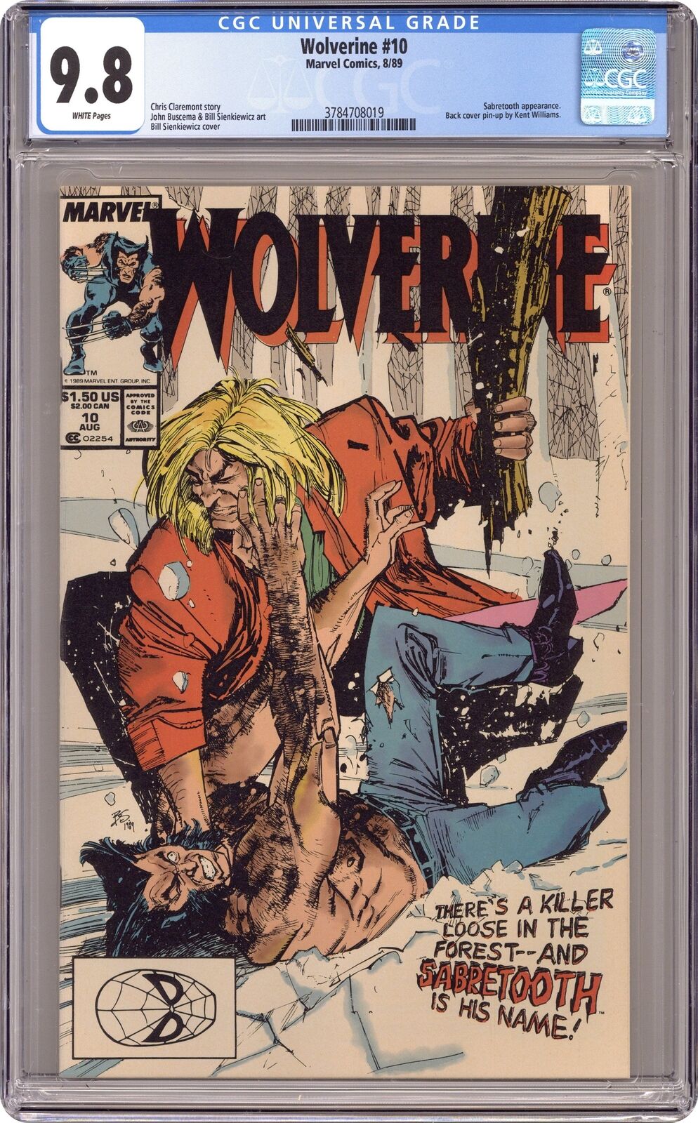 Wolverine #10D CGC 9.8 1989 3784708019 1st battle with Sabretooth