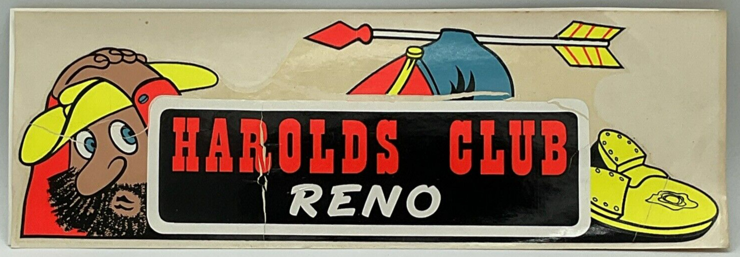 Rare Vintage Harolds Club Reno Kwik Way Transfer Decal Meyercord Highway Sign