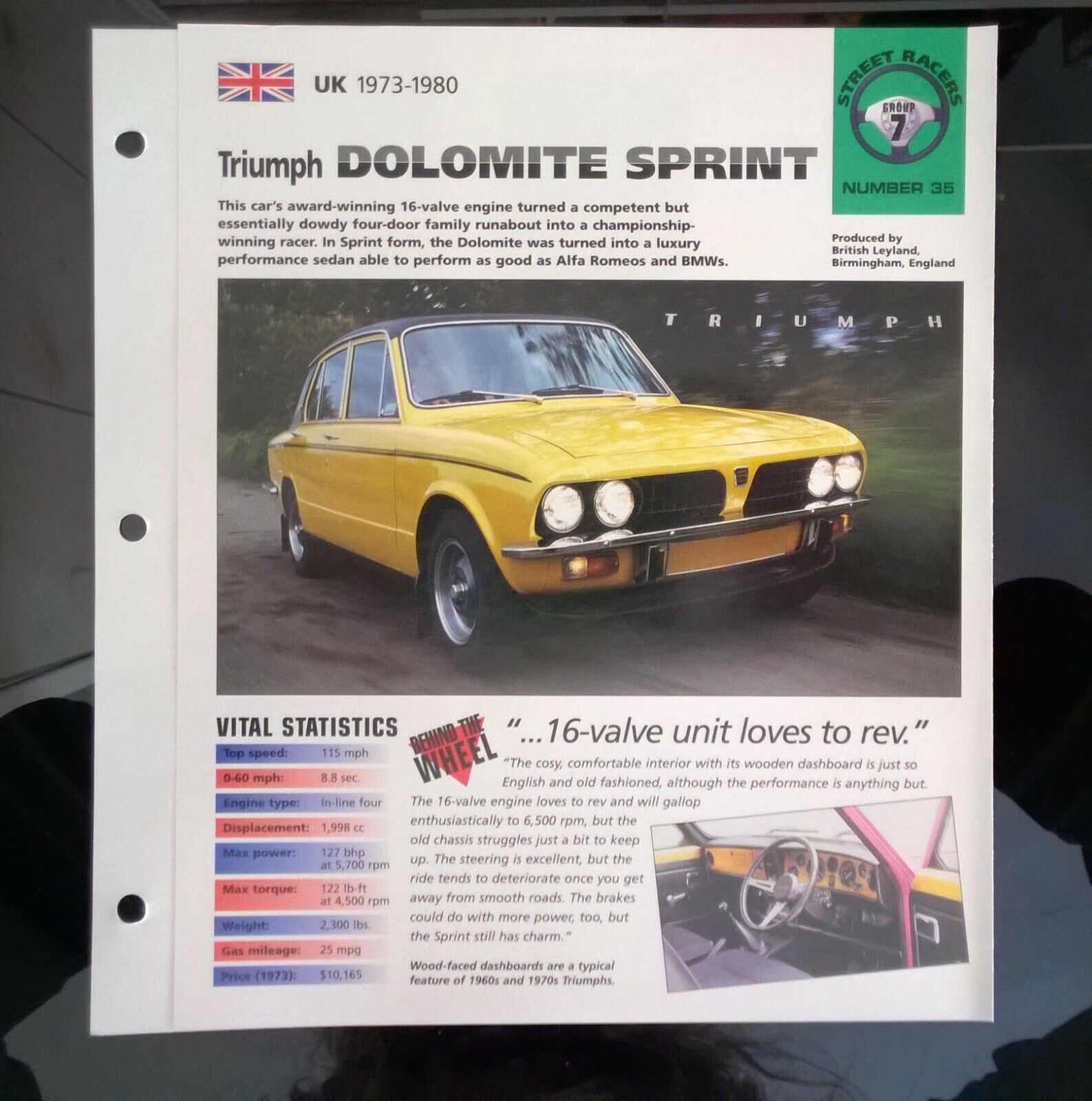 Imp 1973-80 triumph dolomite sprint information brochure hot cars dealer specs