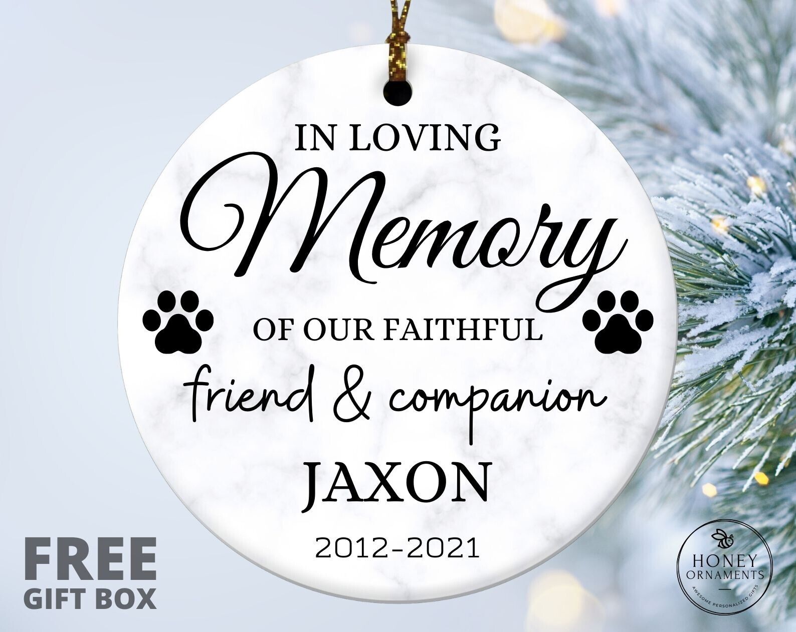 Personalized Pet Memorial Ornament, Personalized Dog Loss Gift, Dog Remembrance