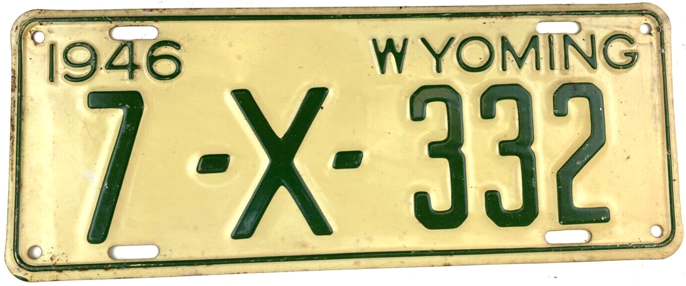 Wyoming 1946 License Plate Vintage Trailer Tag Goshen Co Man Cave Collector