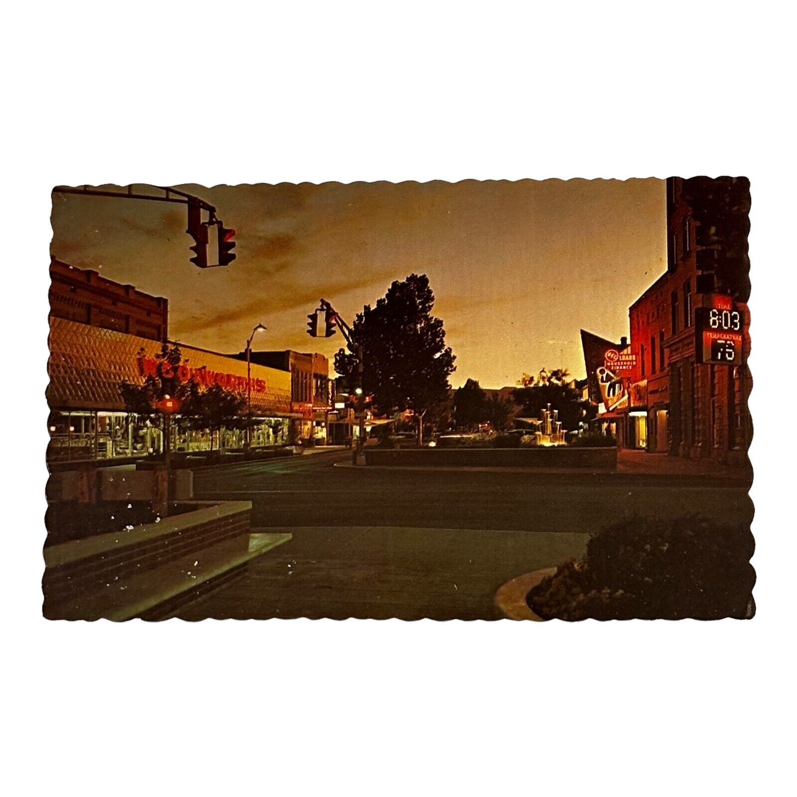 GRAND JUNCTION COLORADO Main Street Downtown Shopping Park At Night Scalloped
