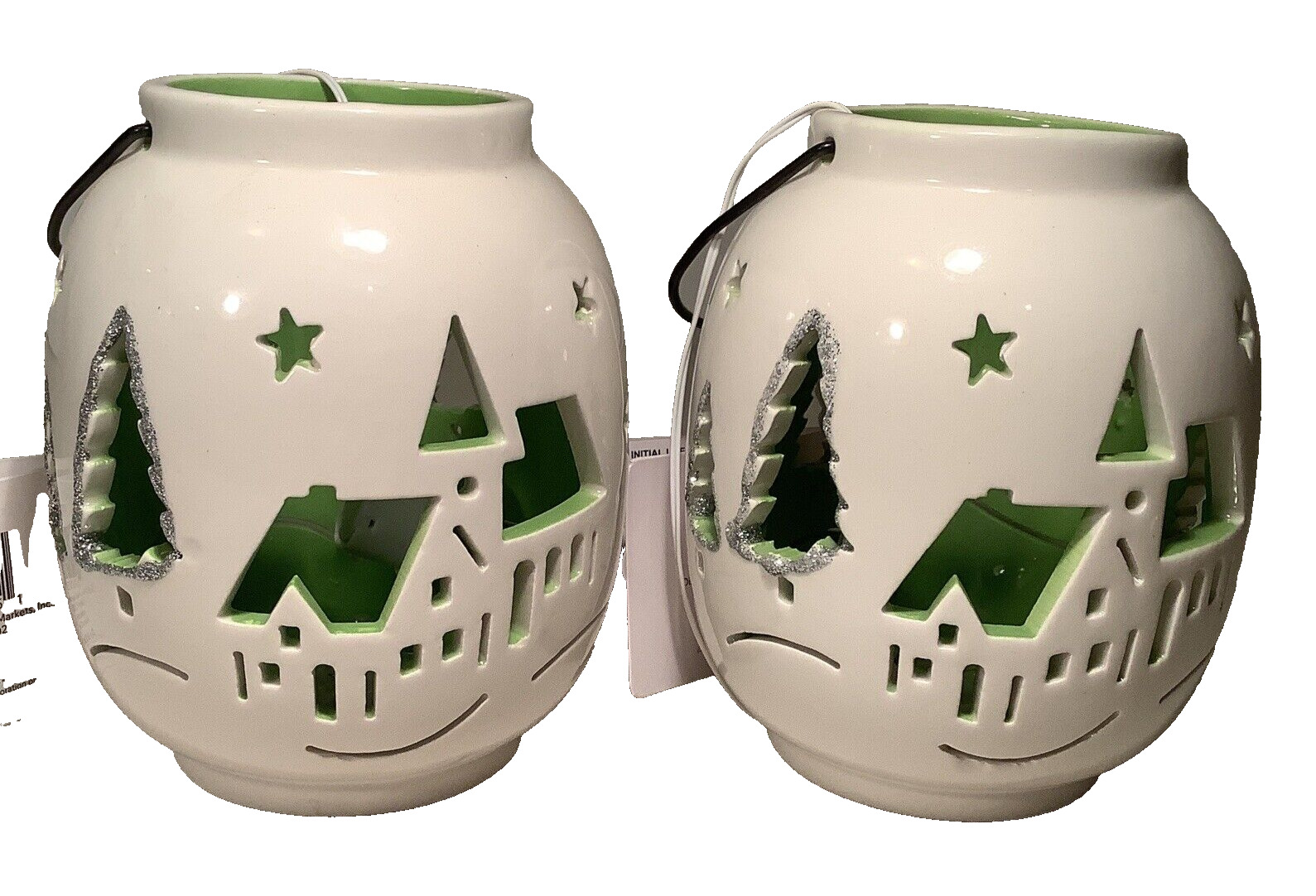 Ceramic Holiday Lighted Lanterns-w/Battery Operated LED Lights by Publix Brand🏡