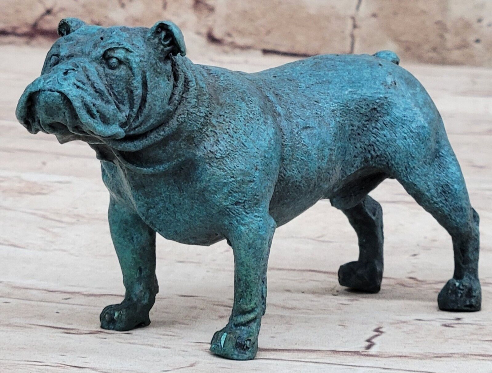 RARE Vintage Style French Bulldog pure 100% Bronze Cast Metal Patina Statue Dog