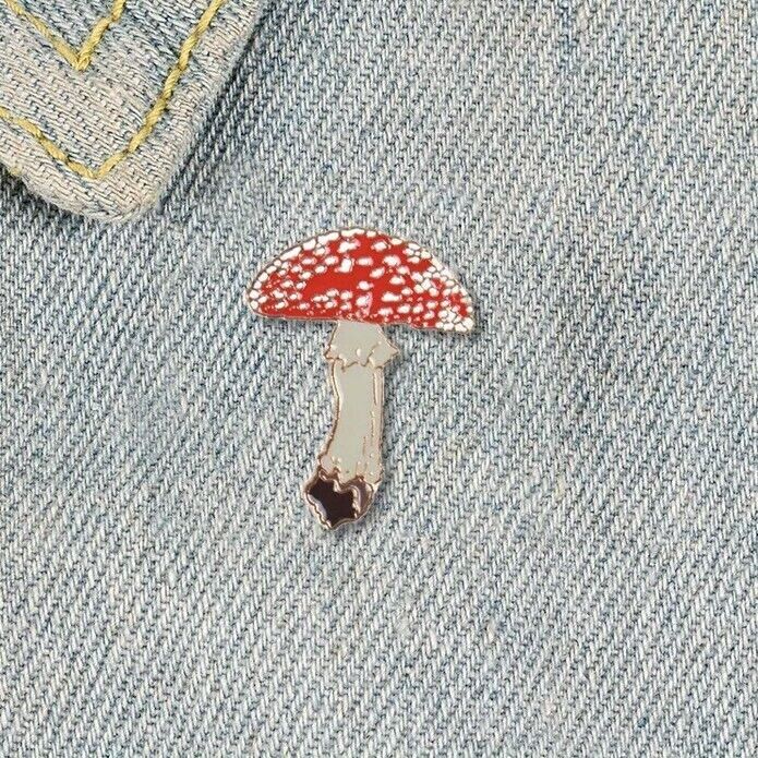 Amanita Fly Agaric Mushroom Pin - Red Cap White Stalk - Forager Enamel Pin