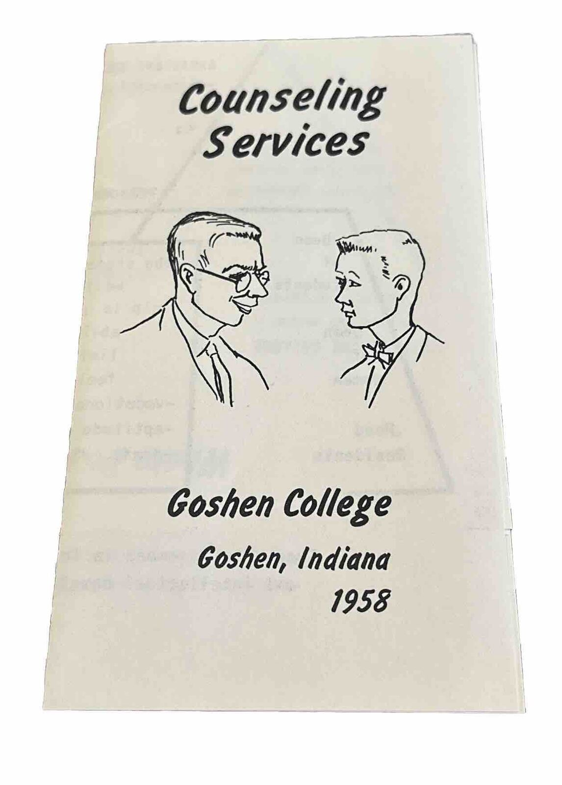 Counseling Services - Goshen College - 1958 - Goshen, Indiana. Brochure VTG 