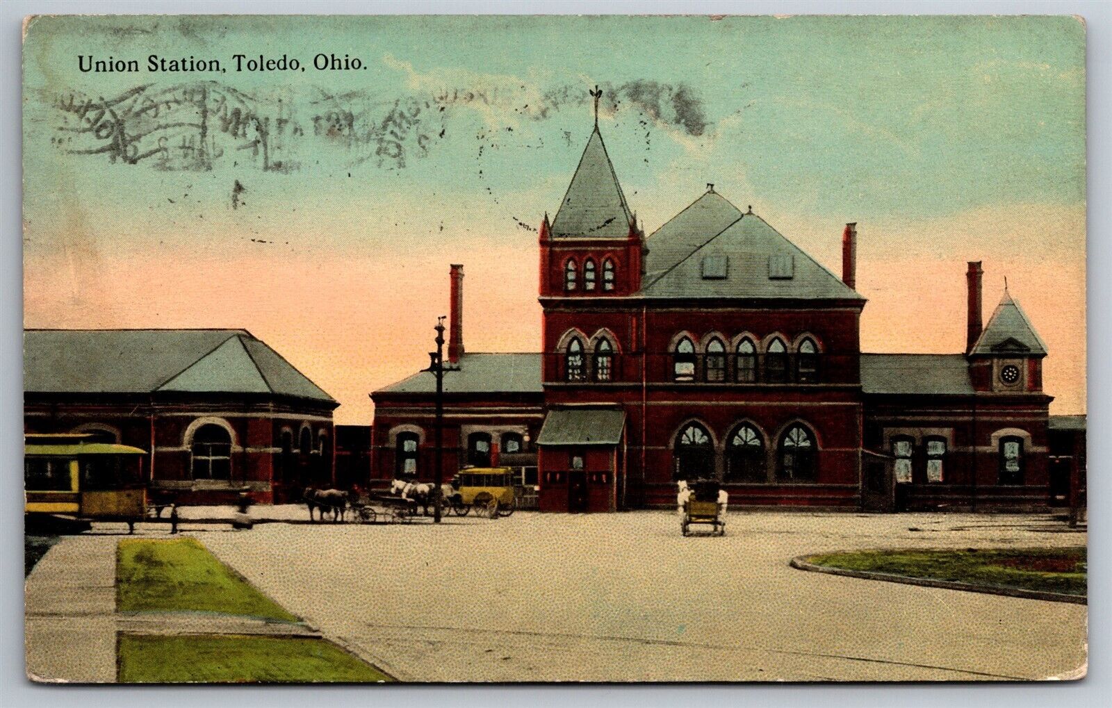 Union Station Horse & Carriage Toledo OH C1914 Postcard P7