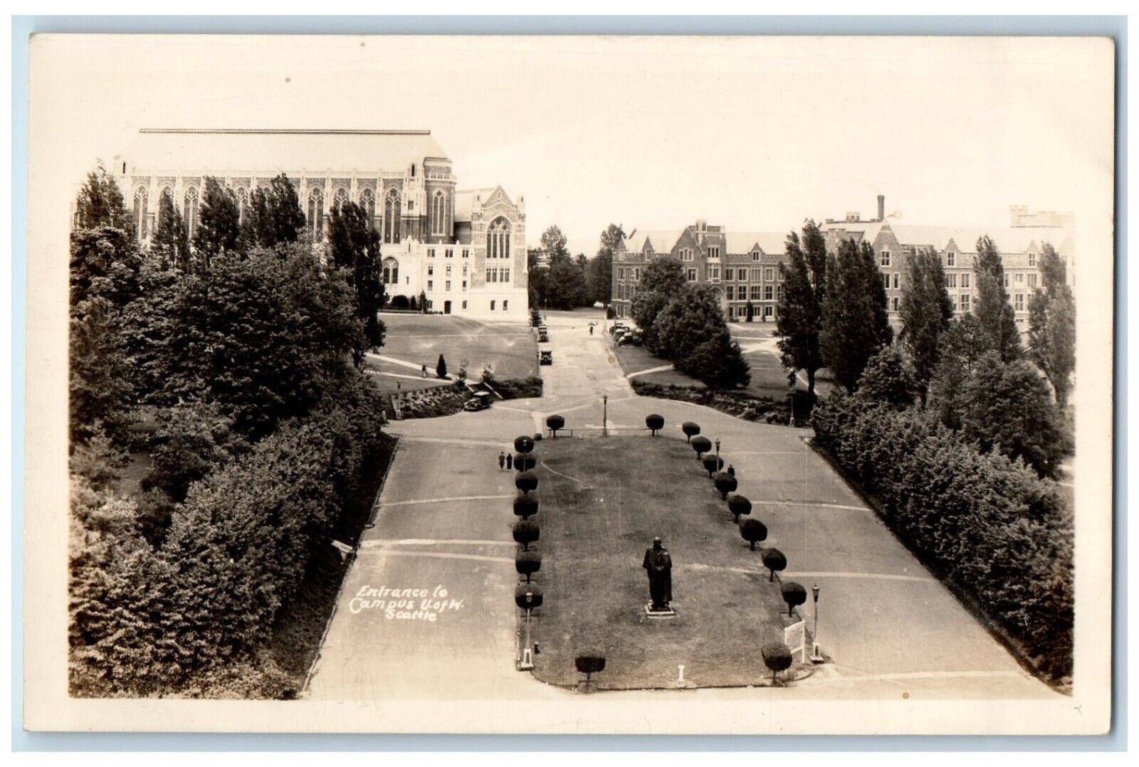 c1940\'s Entrance To Campus U Of W Seattle Washington WA RPPC Photo Postcard