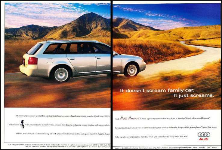 1999 Audi A6 Avant Original 2-page Advertisement Print Art Car Ad J833A