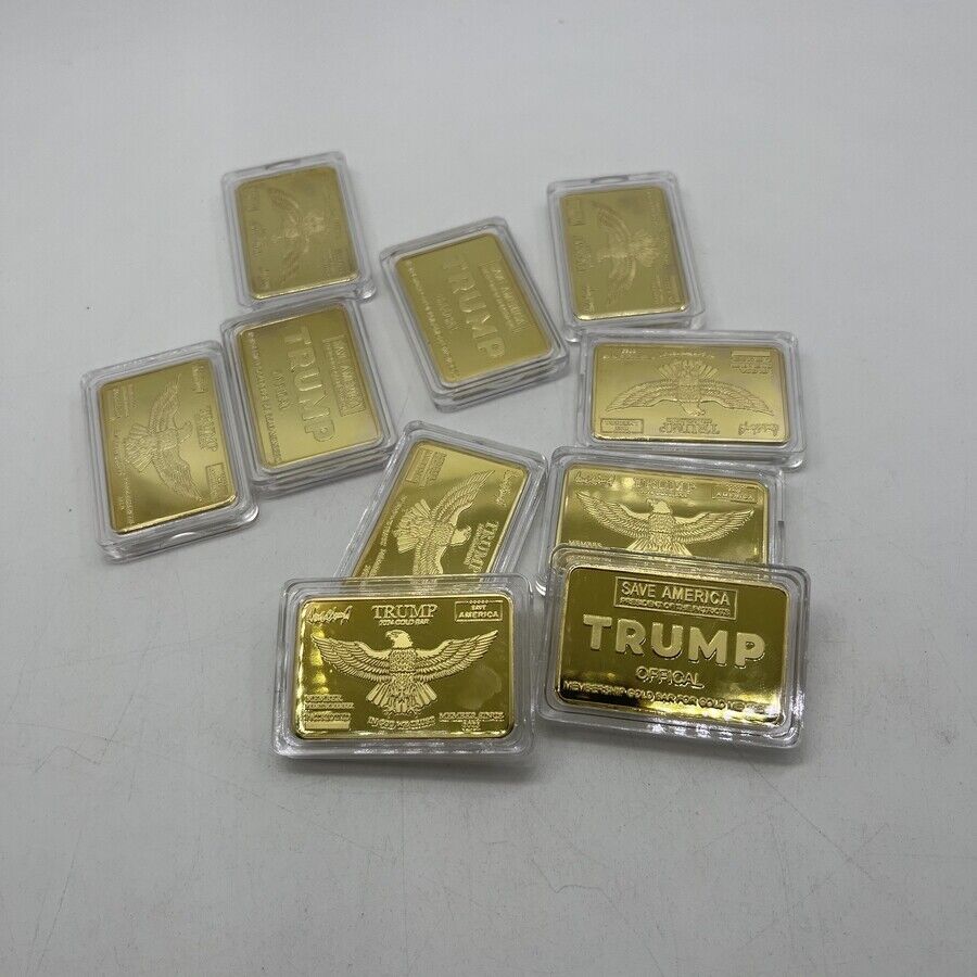 10pcs/lot Donald J. Trump Gold plated badge 2024 save america gold bar for fans