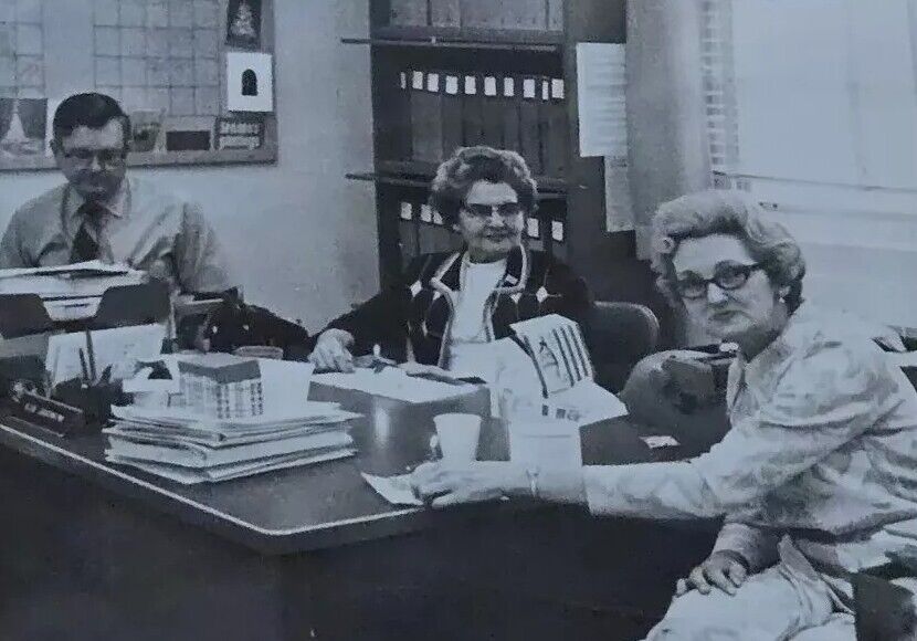 Vintage Black And White Photograph Of Old Ladies In Office Dec 1971 Troy & Beryl