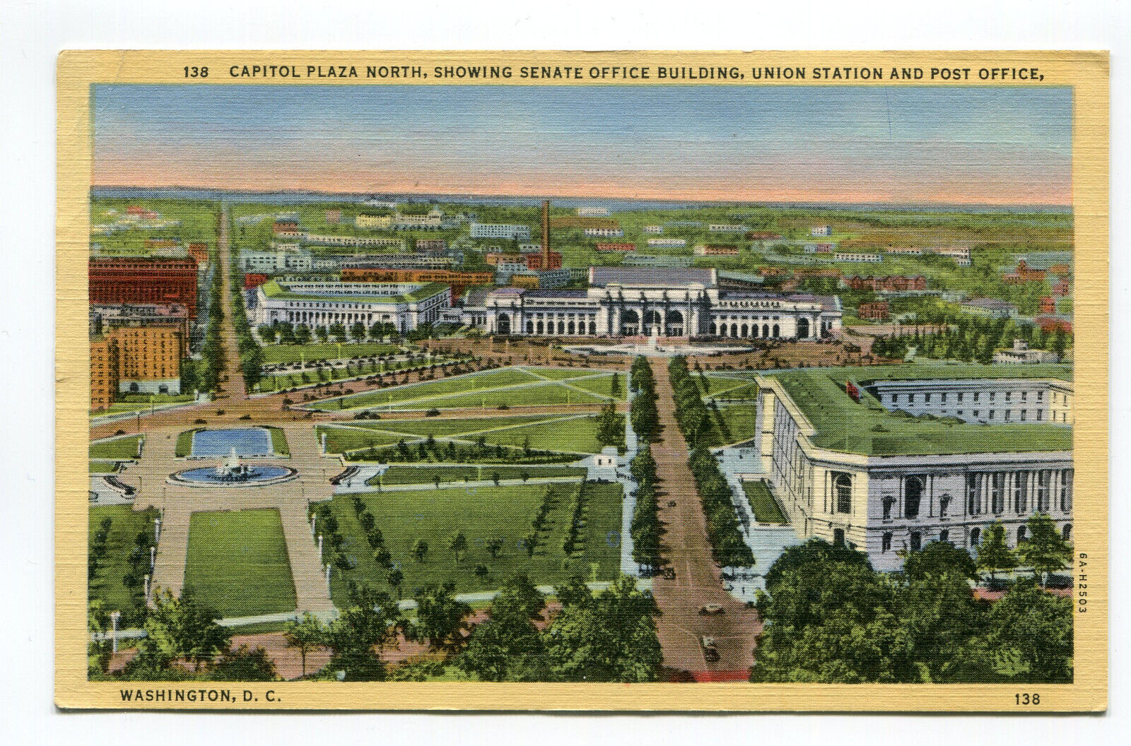 CAPITOL PLAZA NORTH SHOWING SENATE OFFICE BLDG UNION STATION AND POST OFFICE DC