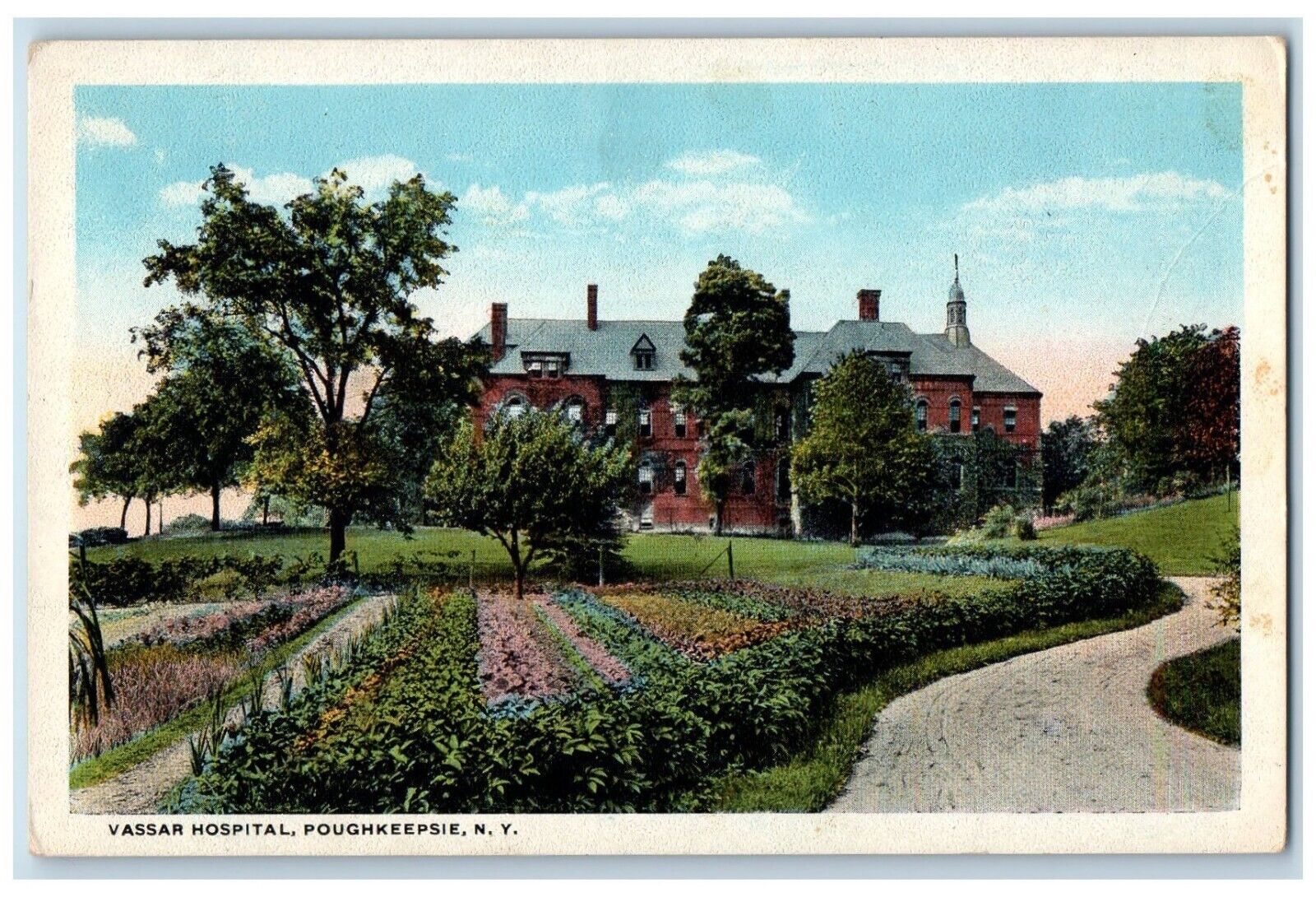 c1920 Vassar Hospital Exterior Building Poughkeepsie New York Vintage Postcard