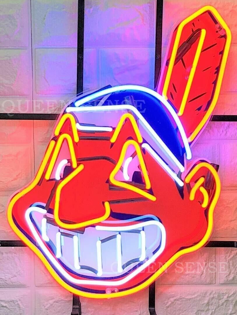 New Cleveland Indians Chief Wahoo HD ViVid Neon Sign 20\