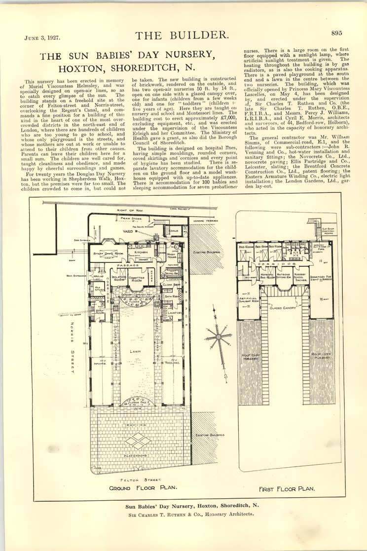 1927 Sun Babies Day Nursery Hoxton Shoreditch Ground And First Floor Plan