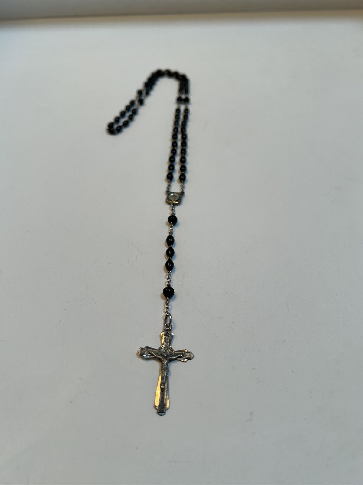 Chapel - 925 Sterling Silver & Black Bead Rosary - Roman Catholic