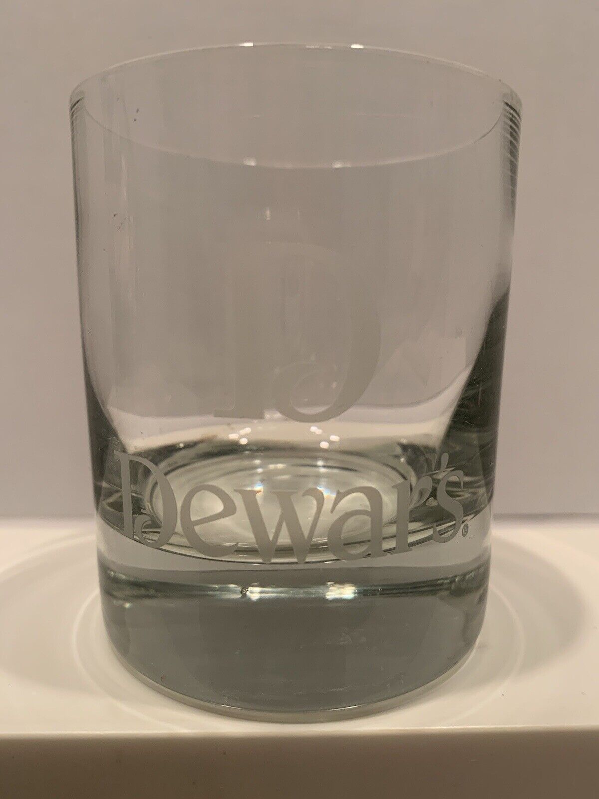 Dewar\'s Etched Heavy Bottom Clear Whiskey/ Scotch Glass 3 1/4\