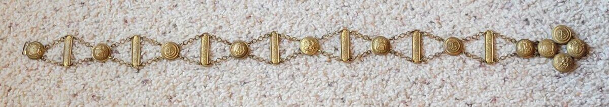 Antique Military Brass Button Sweetheart Belt Superior Quality Folk Art Pre WWII